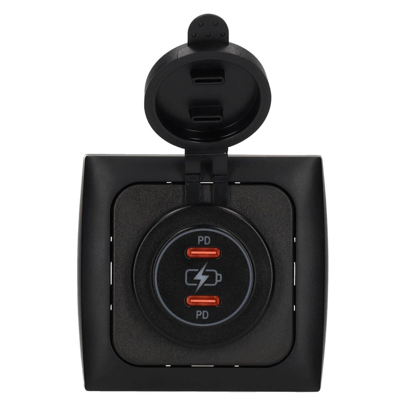Afbeelding laden in galerijviewer, C-line power line 2x usb-c pd 36w lader met opal afdekraam zwart - zonder verkoopverpakking

