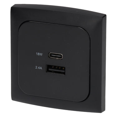 C-line usb laadcontactdoos met usb-a en usb-c - ece r10 - zwart - zonder verkoopverpakking