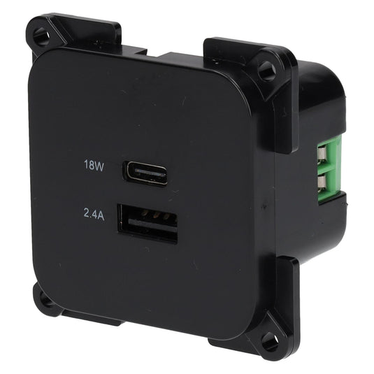 C-line usb laadcontactdoos met usb-a en usb-c - ece r10 - zwart