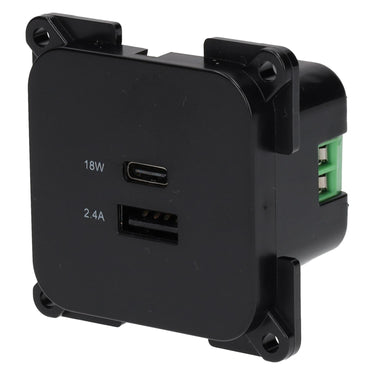 C-line usb laadcontactdoos met usb-a en usb-c - ece r10 - zwart - zonder verkoopverpakking