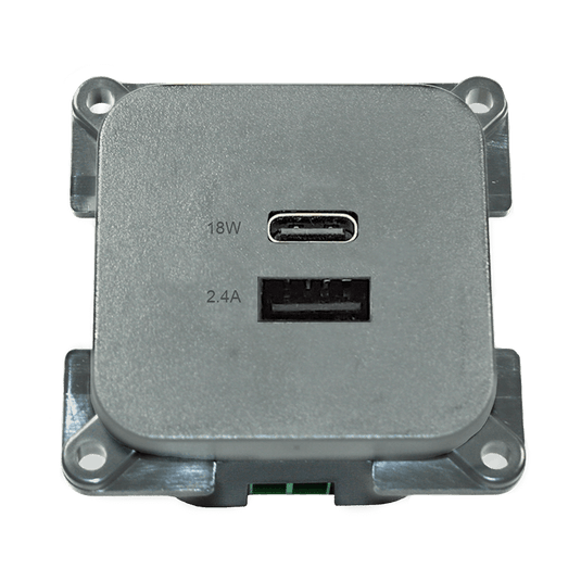 C-line usb laadcontactdoos met usb-a en usb-c - ece r10 - zilver