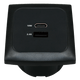 C-line usb laadcontactdoos met usb-a en usb-c met opal afdekraam zwart - zonder verkoopverpakking