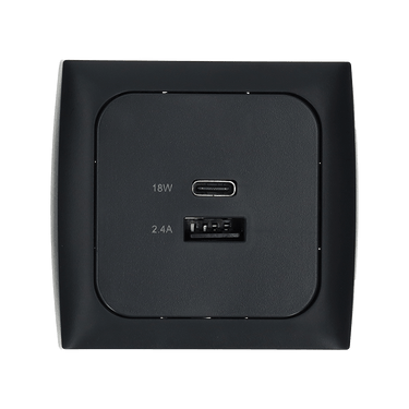 C-line usb laadcontactdoos met usb-a en usb-c met opal afdekraam antraciet - zonder verkoopverpakking