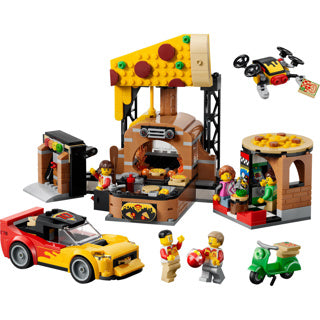Load image into Gallery viewer, Lego city pizzacentrale met voertuigen pizza speelgoed voor kinderen 60496
