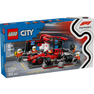 Lego city f1 pitstop en pitcrew met ferrari auto - 60443