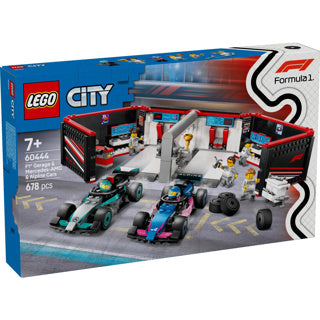 Lego 60444 city f1® garage met mercedes-amg en alpine auto's