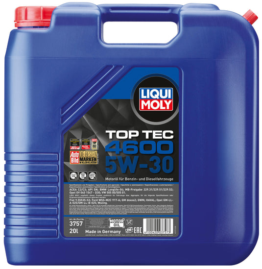 Liqui moly motorolie top tec 4600 motoroil 5w30 20l top tec 4600