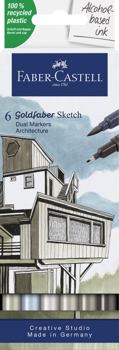 Faber-castell sketchmarker - goldfaber - architecture set - 6 kleuren - fc-164807