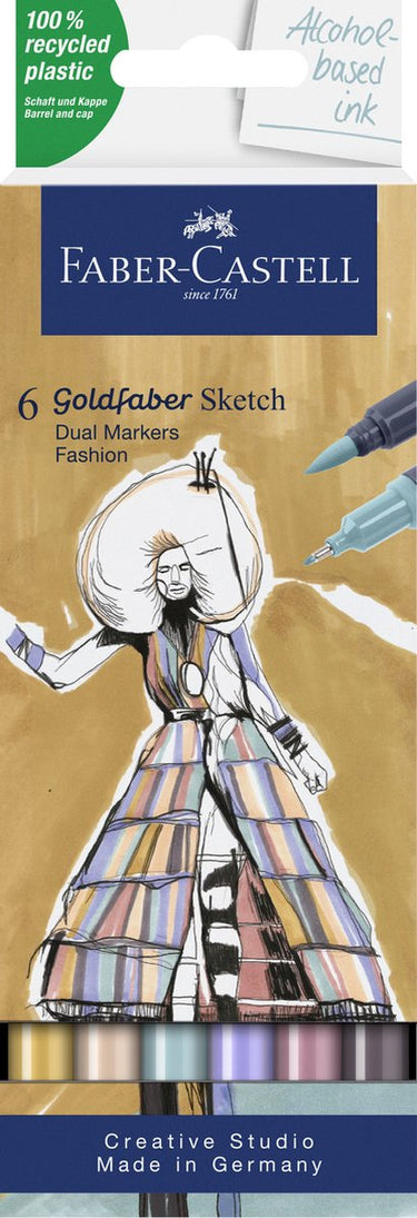 Faber-castell goldfaber sketchmarker - 6 kleuren fashion set - alcoholmarker - fc-164808