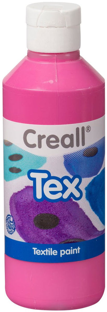 Creall tex - textiel- stoffenverf - cyclaam donker roze - 250ml - machine wasbaar na fixatie - voor t-shirts, jeans, schoenen, stoffen tassen, meubels en auto-interieurs hemelbekleding - gemaakt in nl - glutenvrij