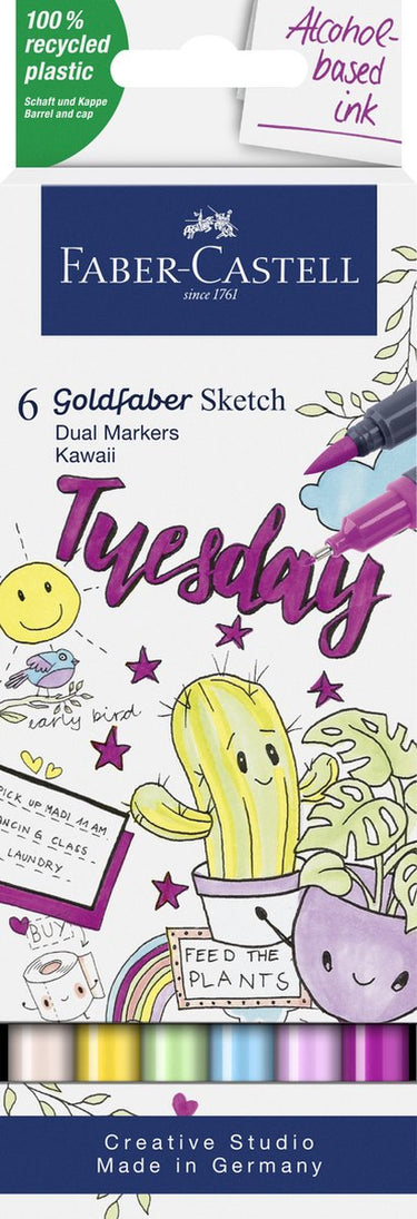Faber-castell sketchmarker - goldfaber - kawaii set - 6 kleuren - fc-164811