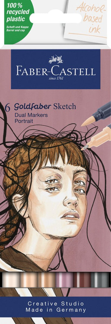 Faber-castell sketchmarker - goldfaber - portrait set - 6 kleuren - fc-164812
