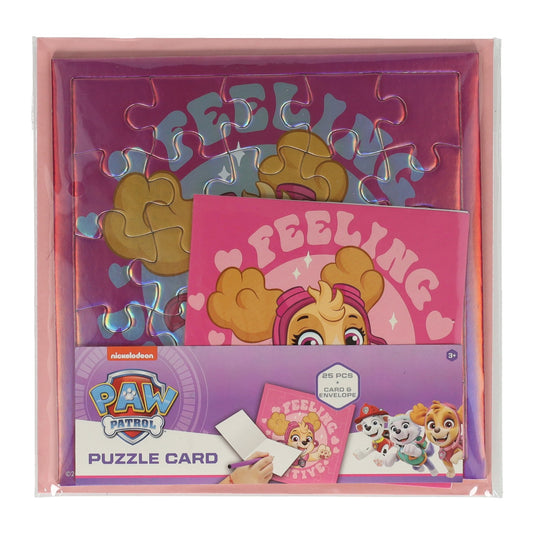 Paw patrol legpuzzel kaart roze kaart en envelop