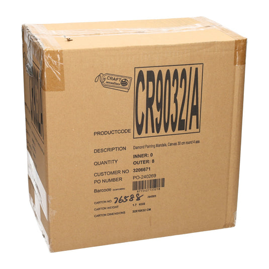 Diamond painting rond 30x30cm, set van 8 canvassen