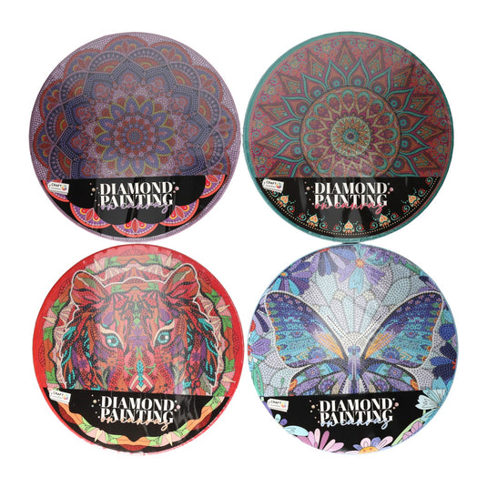 Diamond painting rond 30x30cm, set van 8 canvassen