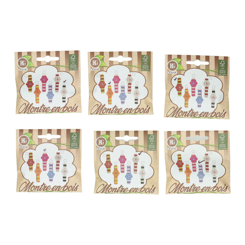 Load image into Gallery viewer, Houten horloge bloem
