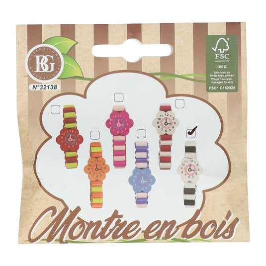 Houten horloge bloem