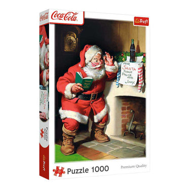 Trefl puzzel 1000 stukjes - coca-cola kerstman bij open haard - kerstpuzzel.