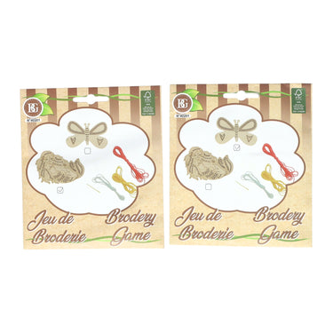 Borduursetje hout - incl. 3 kleuren garen en naald