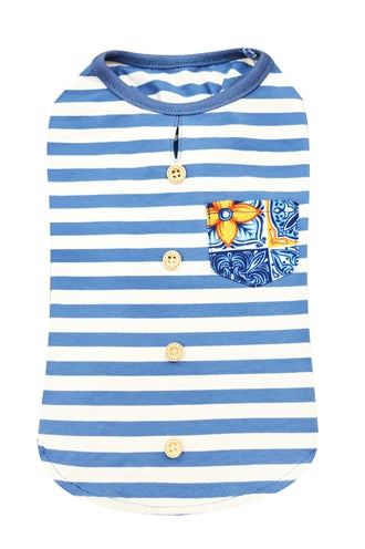 Load image into Gallery viewer, Croci T-shirt hond top maioliche gestreept blauw wit
