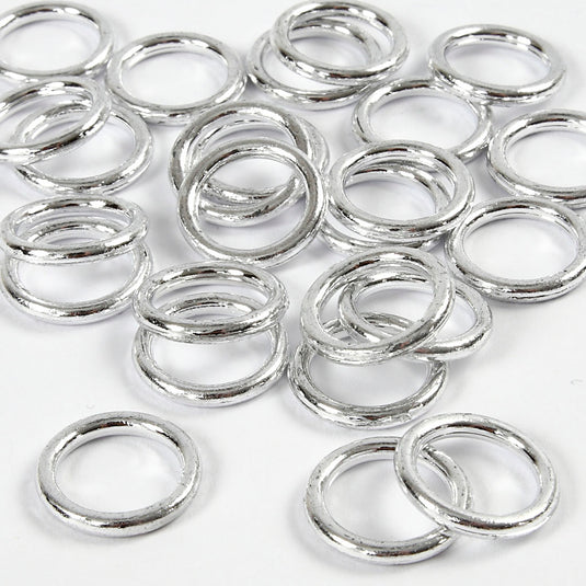 Creativ company plastic ring, afm 15 mm, dikte 2 mm, zilver, 25 stuk 1 doos