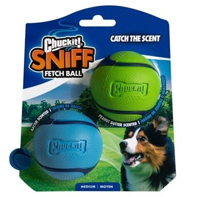 Load image into Gallery viewer, Chuckit! sniff fetch ball m - 2-pack - bacon peanut butter - geurende apporteerballen - bal hond
