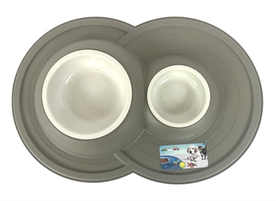 Load image into Gallery viewer, Happy pet Mad about pets voerbak drinkbak volcano dubbel mokka
