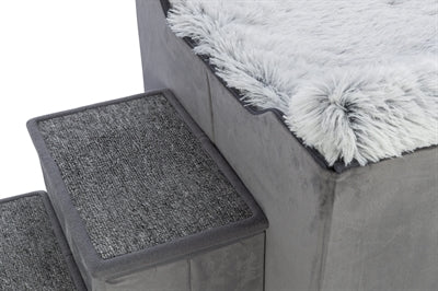 Load image into Gallery viewer, Trixie hondenmand huis harvey met trap grijs wit
