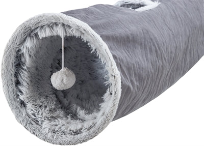 Afbeelding laden in galerijviewer, Trixie katten speeltunnel harvey velours pluche grijs
