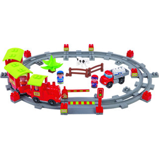 Abrick treinset met rails - 49-delig treinbaan - speelgoedtrein voor peuters vanaf 18 maanden