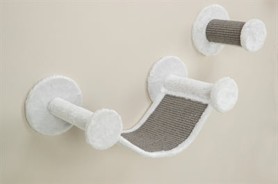 Trixie katten klimset voor aan de muur 4 klimplekken wit grijs