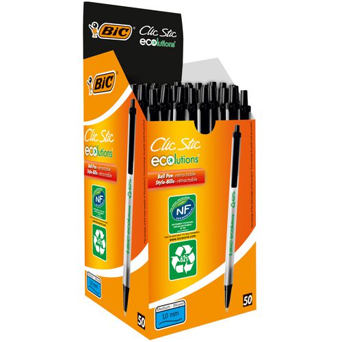 Bic balpen clic stic + drukknop zwart