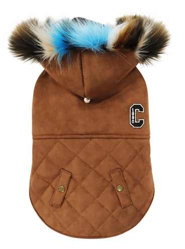 Load image into Gallery viewer, Croci Hondenjas shearling gevoerd bruin
