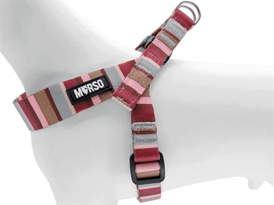 Load image into Gallery viewer, Morso mini hondentuig verstelbaar gerecycled skyline rood roze
