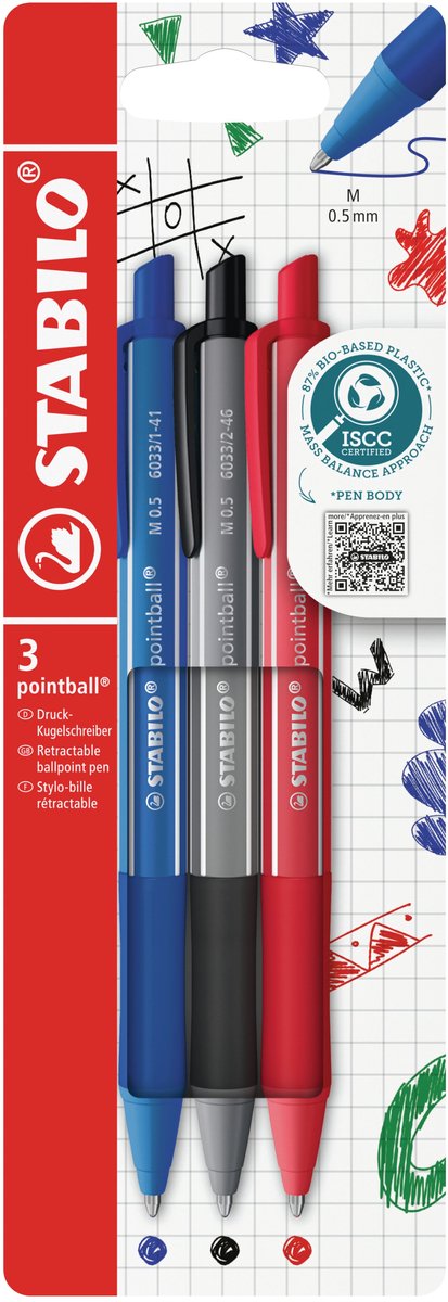 Load image into Gallery viewer, Stabilo pointball - balpen - colorful - navulbaar - etui met 3 kleuren
