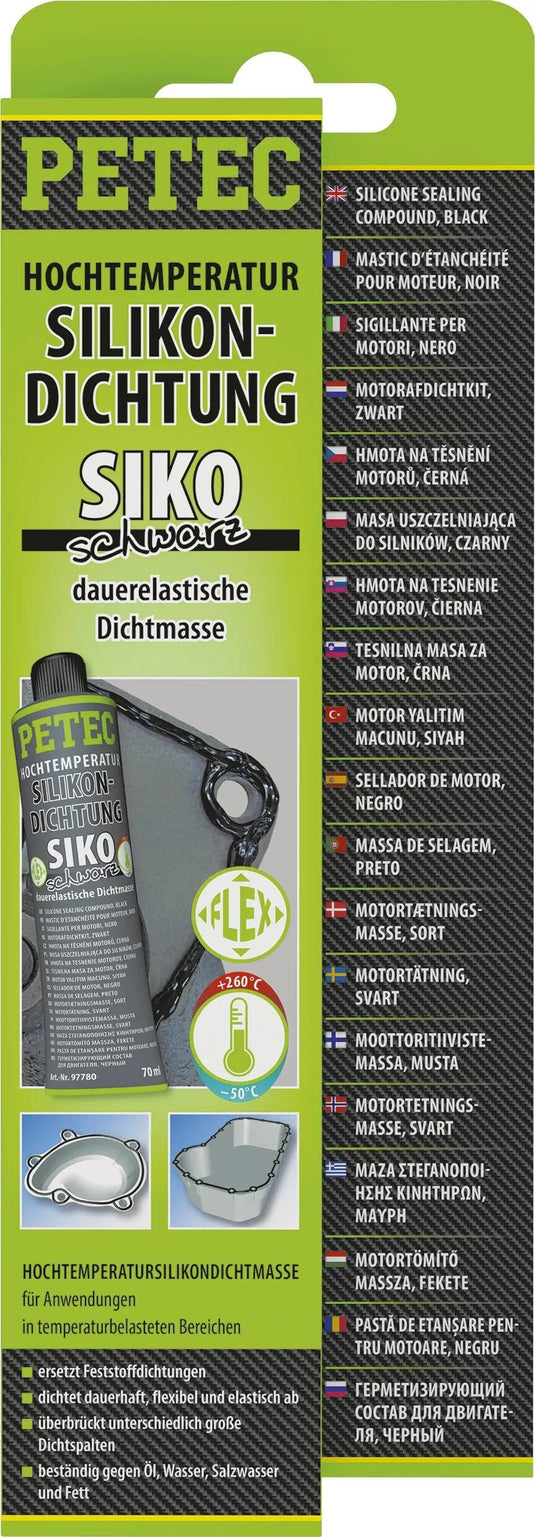 Petec dichtmasse silicone seals has 70ml black