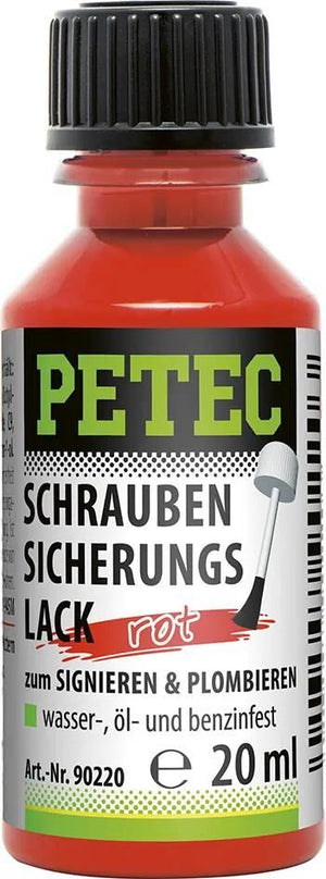 Petec schraubensicherungslack safety varnish red 20ml