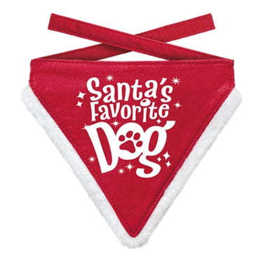 Plenty gifts Kerst bandana santa's favourite dog rood