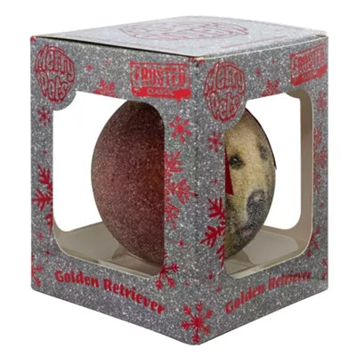 Load image into Gallery viewer, Plenty gifts Kerstbal frosted golden retriever rood
