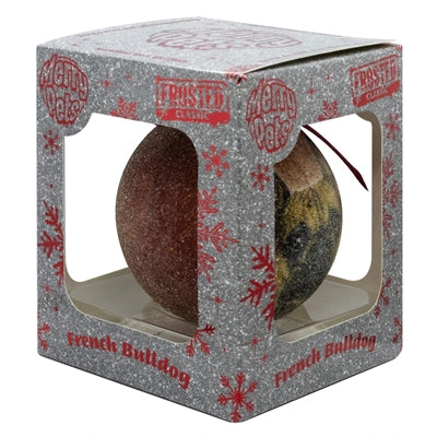 Load image into Gallery viewer, Plenty gifts Kerstbal frosted franse bulldog rood
