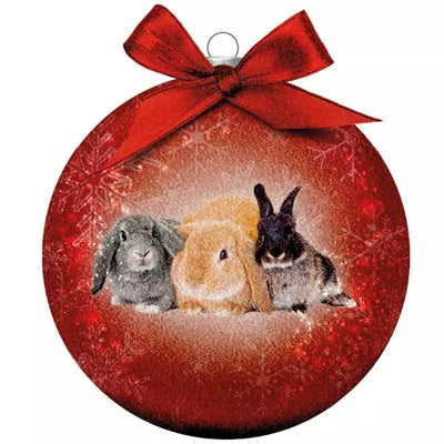 Load image into Gallery viewer, Plenty gifts Kerstbal frosted konijnen rood
