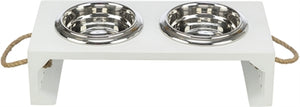 Trixie be nordic set voerbak waterbak hout rvs wit