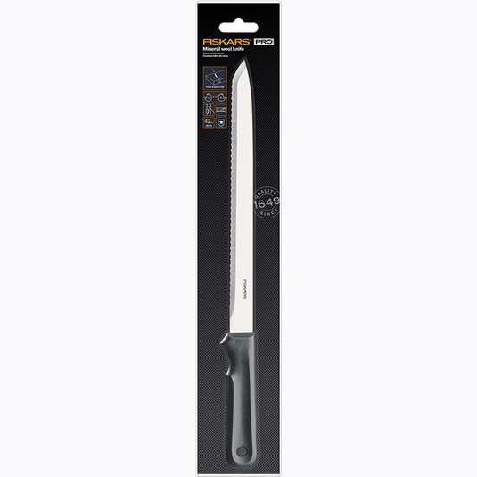 Fiskars k20 serie - professioneel mes voor minerale wol - roestvrij staal - ergonomische handgreep