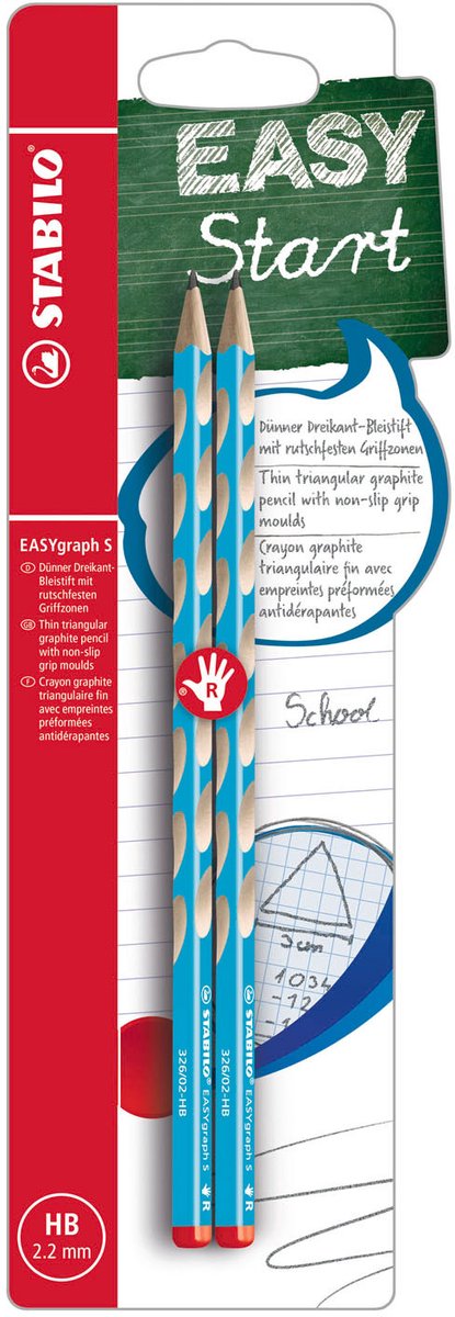 Stabilo easygraph s hb rechtshandige grafietpotloden licht blauw - 2st.