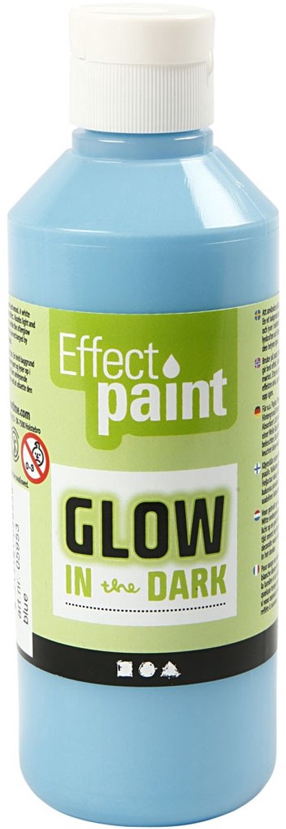 Creotime glow in the dark verf - lichtblauw, 250ml