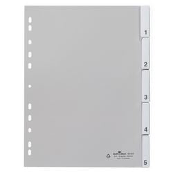 Durable blanco tabbladen a4 grijs 5 tabs pp (polypropeen) rechthoekig 11 gaten 6