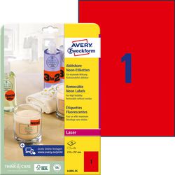 Verwijderbare neon labels avery zweckform neon rood