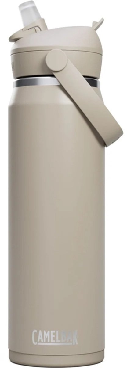 Camelbak thrive flip straw drinkfles - 750 ml - rvs - met rietje - isolatie waterfles - beige