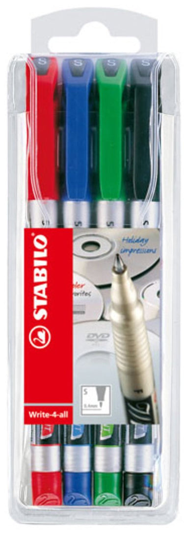 Stabilo write-4-all - permanente marker - universal s punt 0,4 mm - met 4 verschillende kleuren