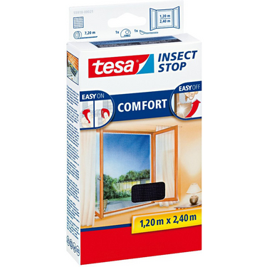 Tesa insect stop h l fly screen premium for windows - hor met sterke klittenband, verwijderbaar zonder resten, op maat snijden - 120 x 240 cm - antraciet (transparant)